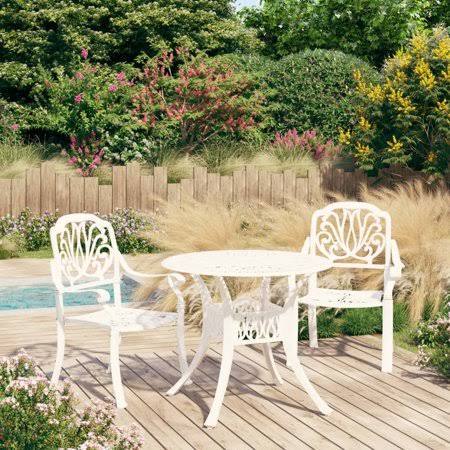White Cast Aluminum 3 Piece Bistro Set L9023