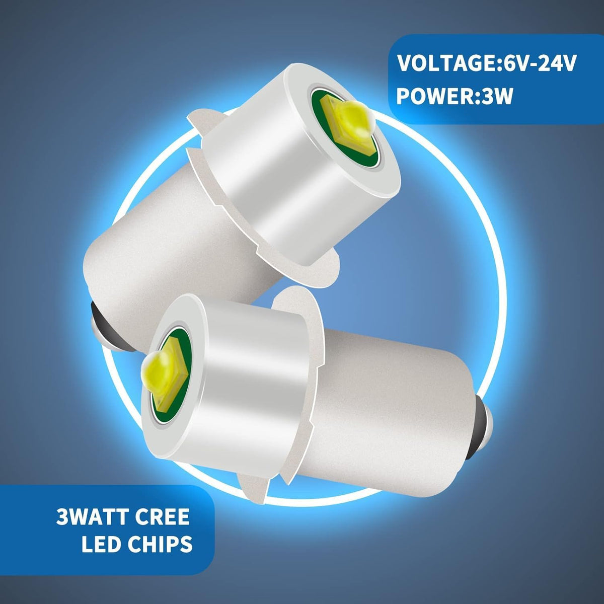 4 Pack LED Flashlight Bulb P13.5S PR2 3W 3V 4.5V 6V White Replacement Set B9187