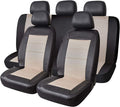 Universal Fit Full Set Mesh and Leather Car Seat Cover (Beige) E8504