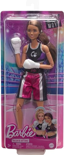 Barbie Careers Fashion Doll & Accessories, Made to Move Brunette Boxer with Boxing Gloves R4503
