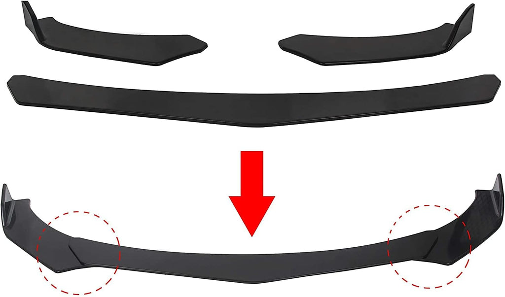 Black Universal Front Bumper Lip Chin Spoiler ABS Pack of 2 P975088