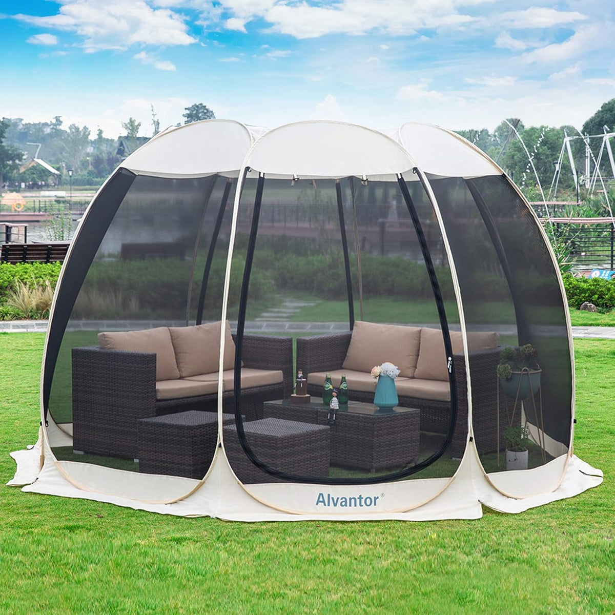 Screen House Room Outdoor Camping Tent Canopy Gazebos 4-15 Person Pop Up Tent M6926