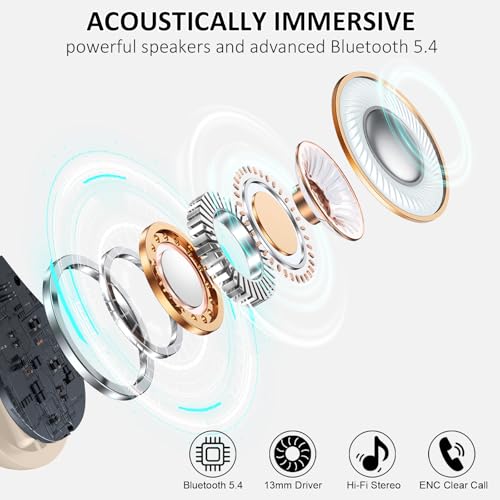 Pink Wireless Bluetooth 5.4 Over-Ear Earbuds with ENC Noise Cancelling Mic O466