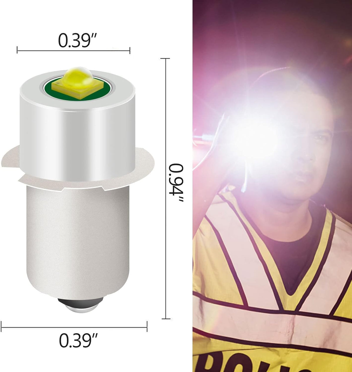 4 Pack LED Flashlight Bulb P13.5S PR2 3W 3V 4.5V 6V White Replacement Set B9187