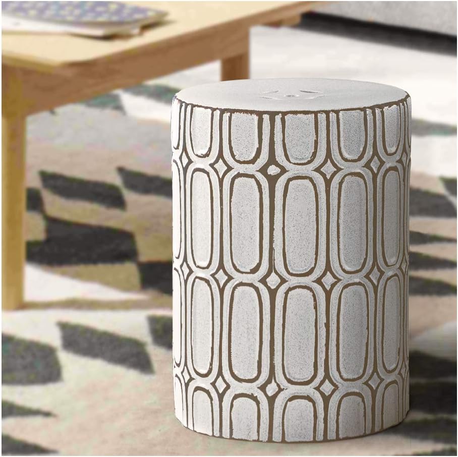 Orange 16 Round Glazed Ceramic Garden Stool O397686