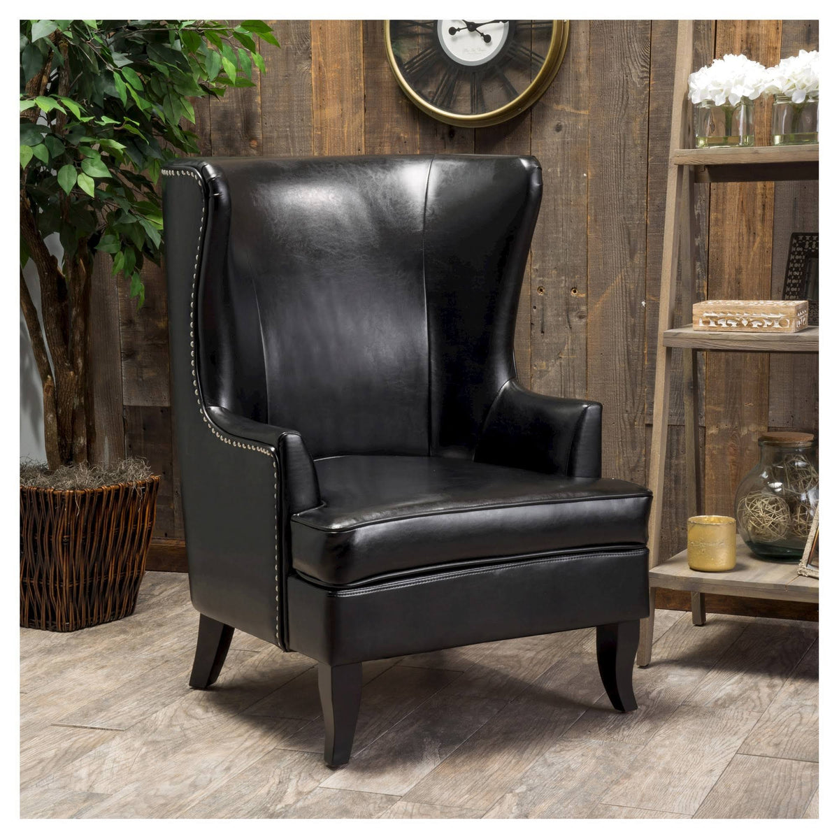 Black High Back Wing Chair O18996
