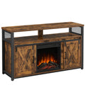 Rustic Brown and Black TV Stand with Fireplace U276