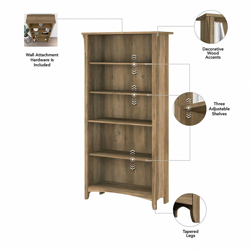 5 Shelf Engineered Wood Bookcase Set of 2 Q5404