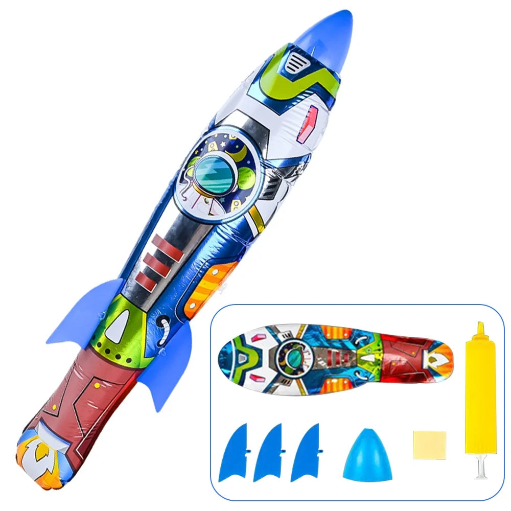 Children Ejection Rocket Outdoor Sport Shooting Game Inflatable Hand Throwing Rocket Launcher Boys Toys A7930