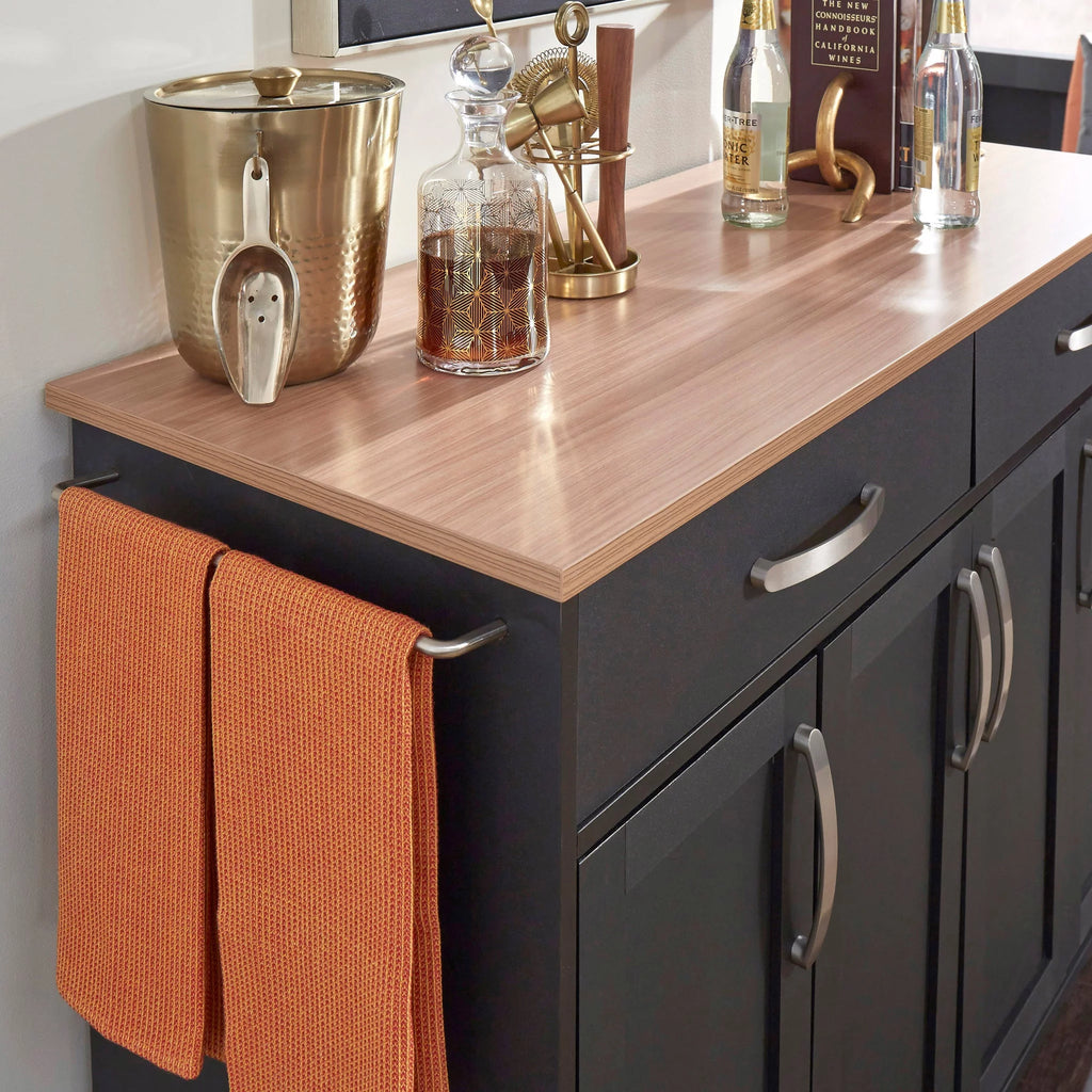 Black Wood Kitchen Cart N305435