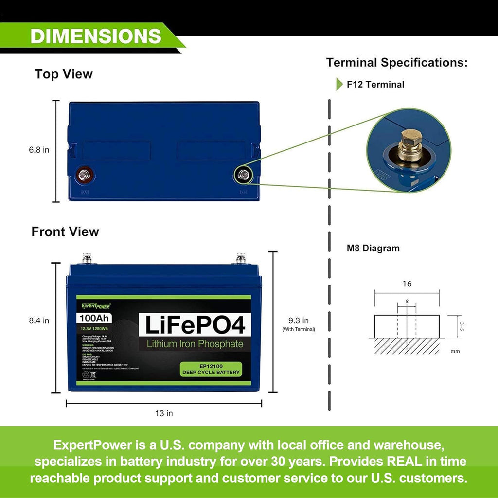 12V 100Ah Lithium LiFePO4 Deep Cycle Rechargeable Battery W52740