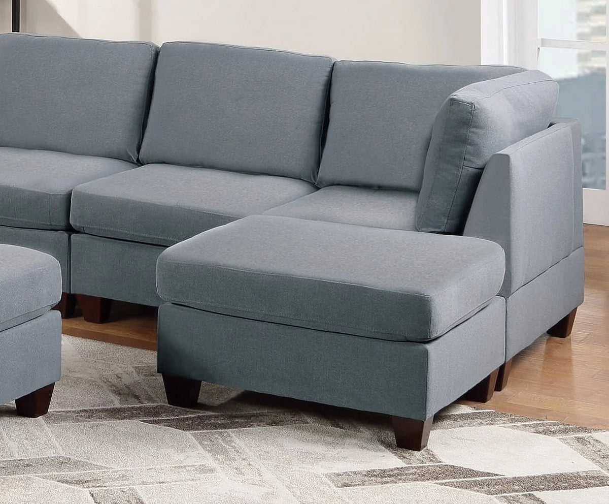 Grey Linen Like Fabric 9pc Modular Sectional Set C84284