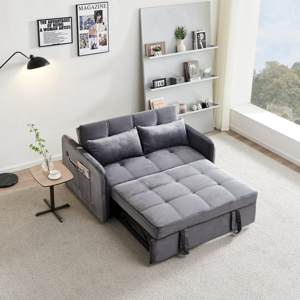 Velvet Pull Out Convertible Sofa Bed S8691