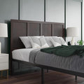 Queen Size Four Panel Wooden Adjustable Headboard Dark Brown C480