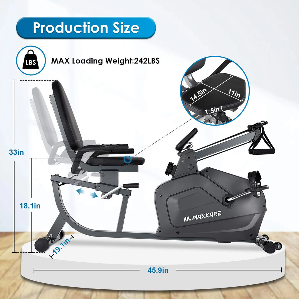 Recumbent Exercise Bike with Arm Resistance Bands T78193