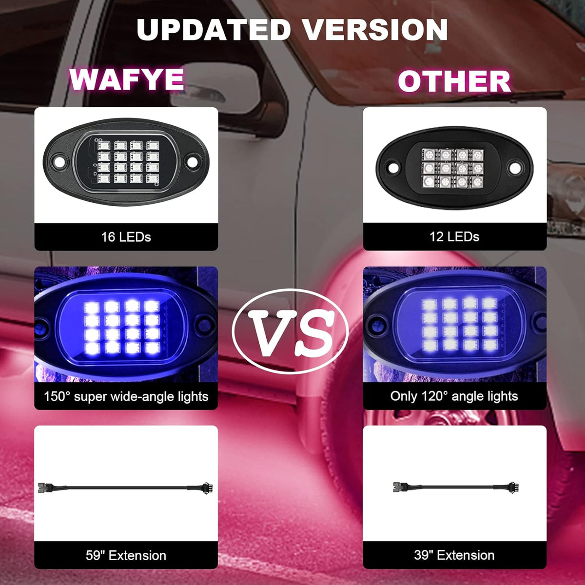 RGB LED Rock Lights 8 Pods Pack of 2 X182