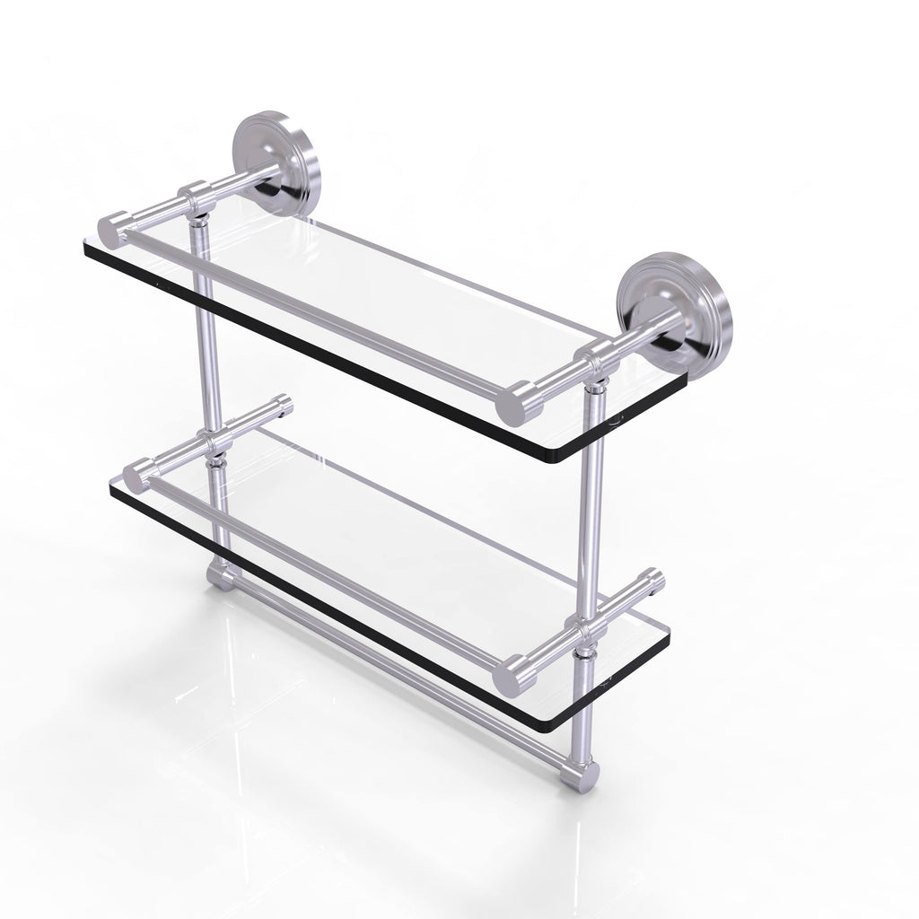 Polished Brass Double Glass Shelf with Towel Bar E983525
