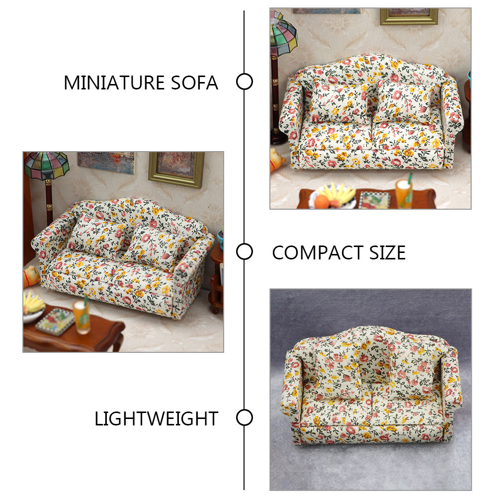 Miniature Dollhouse Couch with Pillow X1268