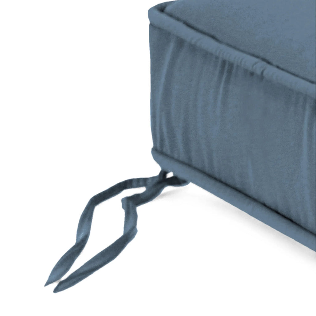 Sunbrella Denim Blue Rectangular Outdoor Deep Seat Chair Cushion with Ties and Welt K9847