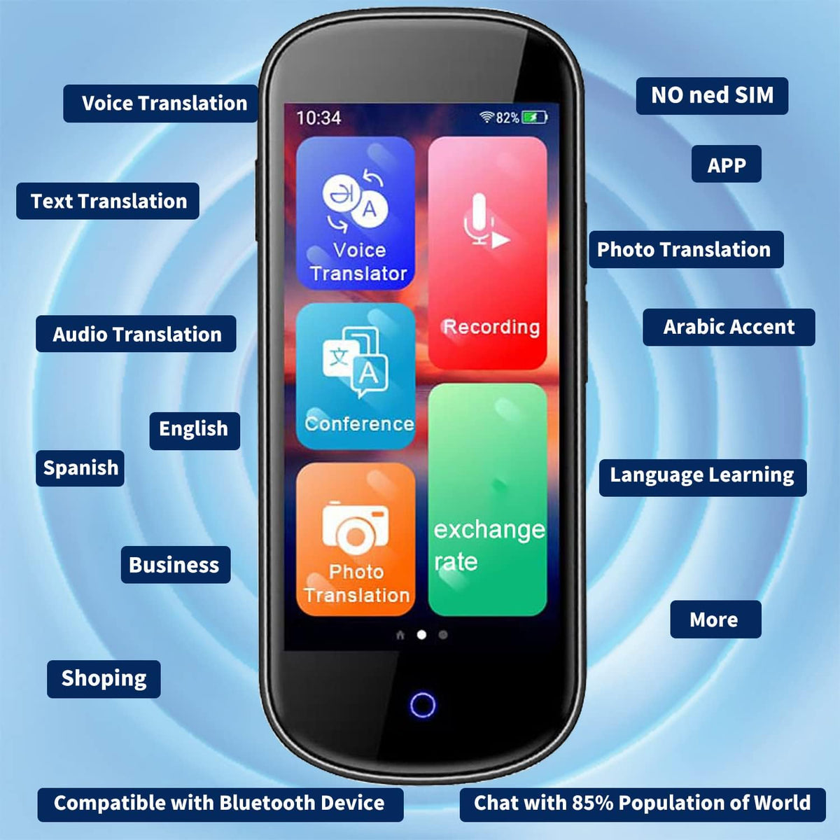 Portable Language Translator Device 128 Language with 4.0" HD Touch Screen L937