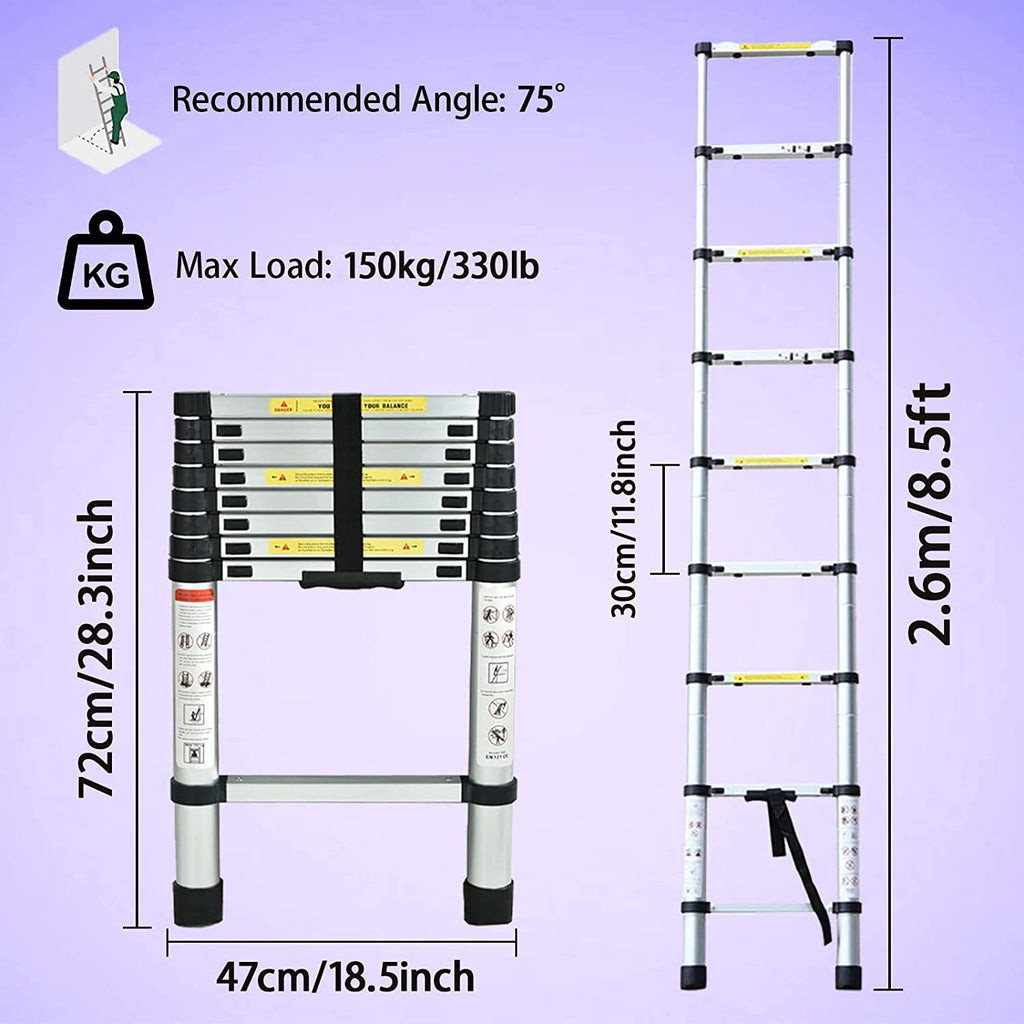 Aluminum Telescoping Ladder 8.5FT Extension Ladder J961174