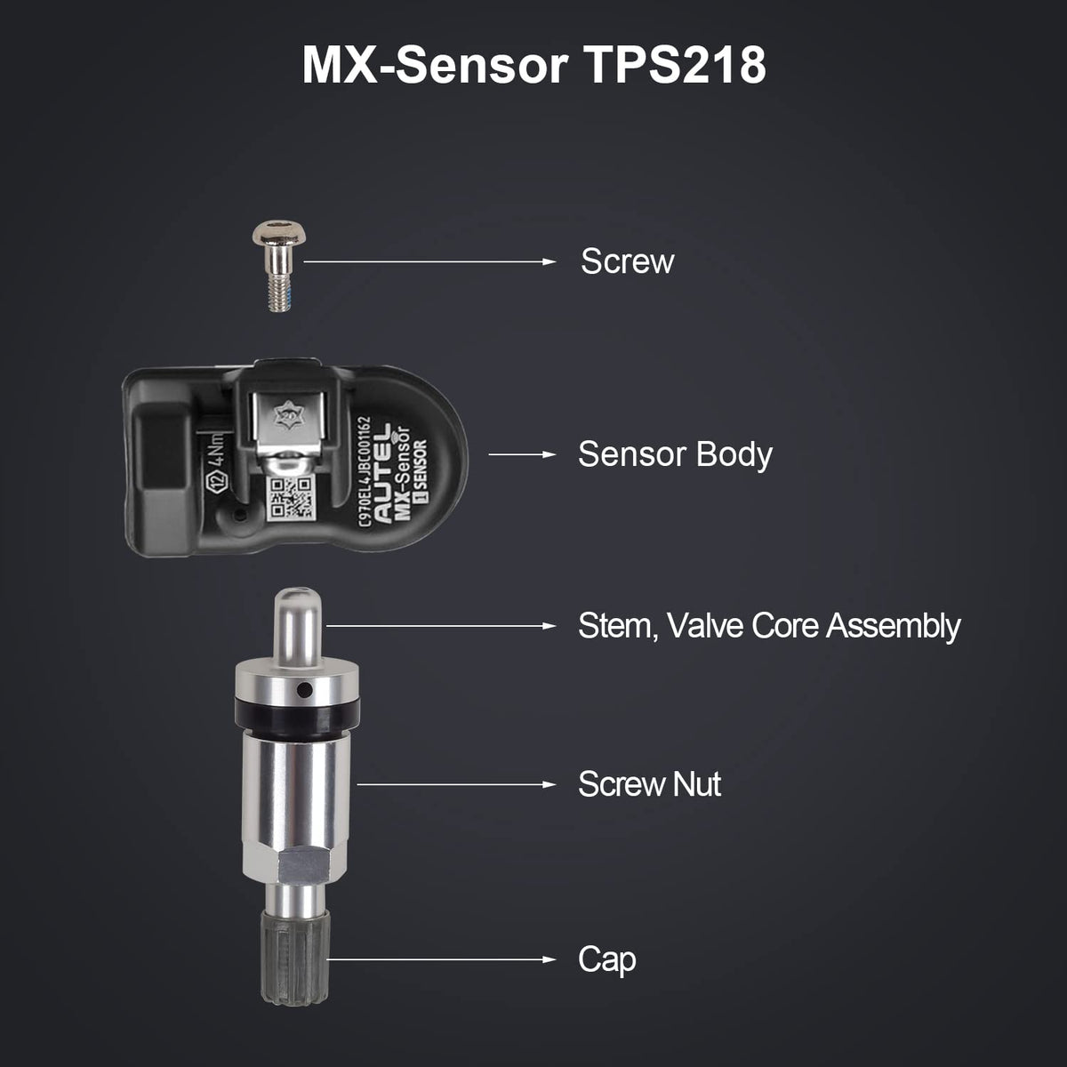 TPMS Sensor 315MHz+433MHz 2 in 1 Dual Frequency Tire Pressure Sensor Sets of 2 (Metal Valves) C4015