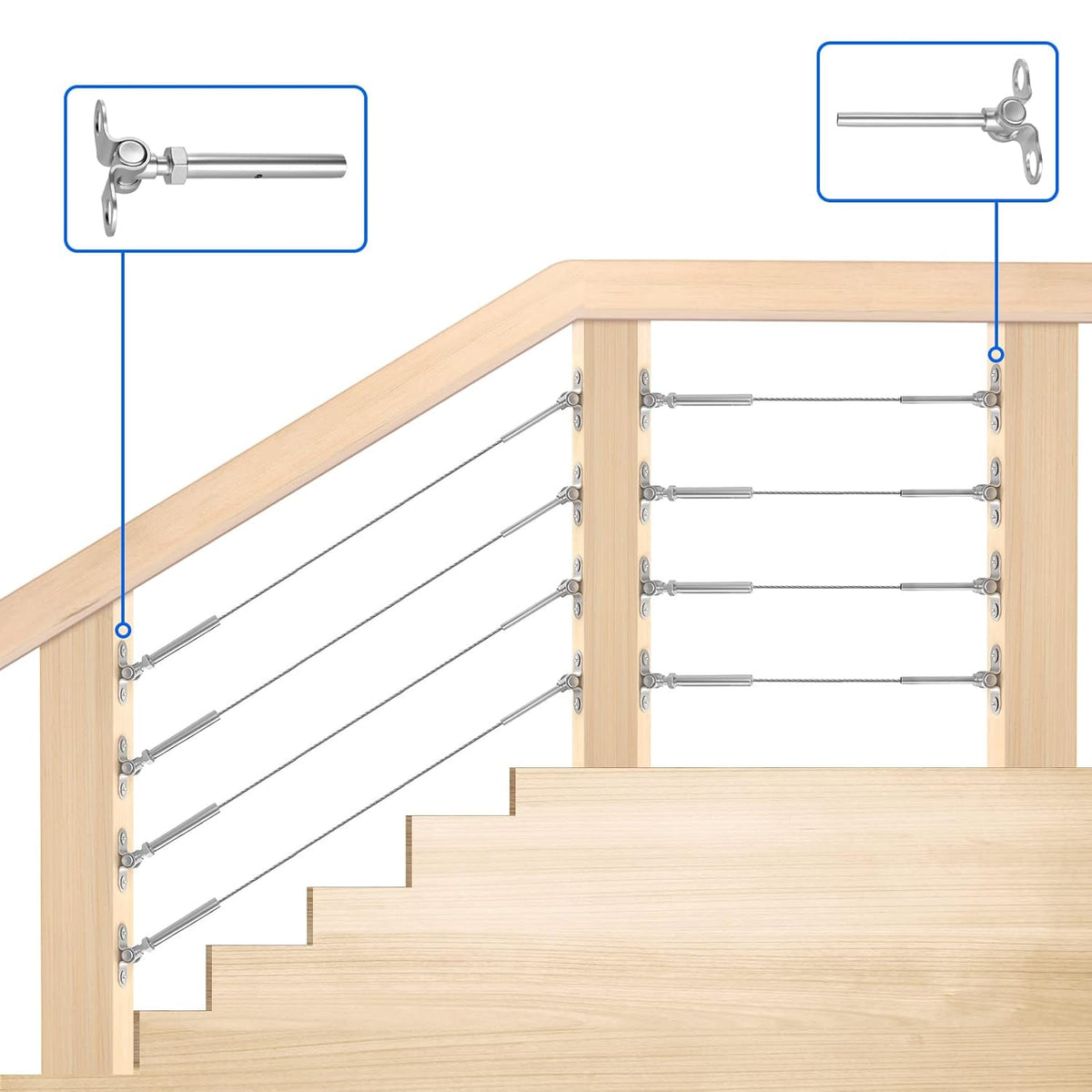 10 Set Stainless Steel Cable Railing Hardware Kit X298