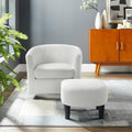 Black Corduroy Swivel Barrel Accent Chair with Ottoman K237817