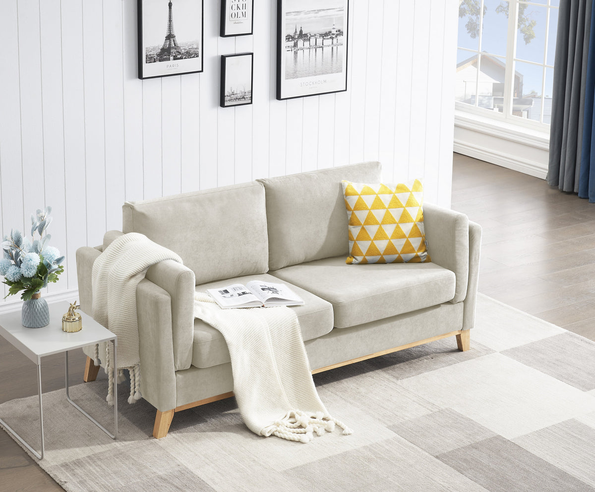 Chenille Fabric 2-Seater Upholstered Sofa Couch with Solid Wood Legs F9421