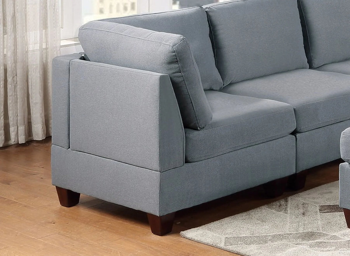 Grey Linen Like Fabric 9pc Modular Sectional Set C84284