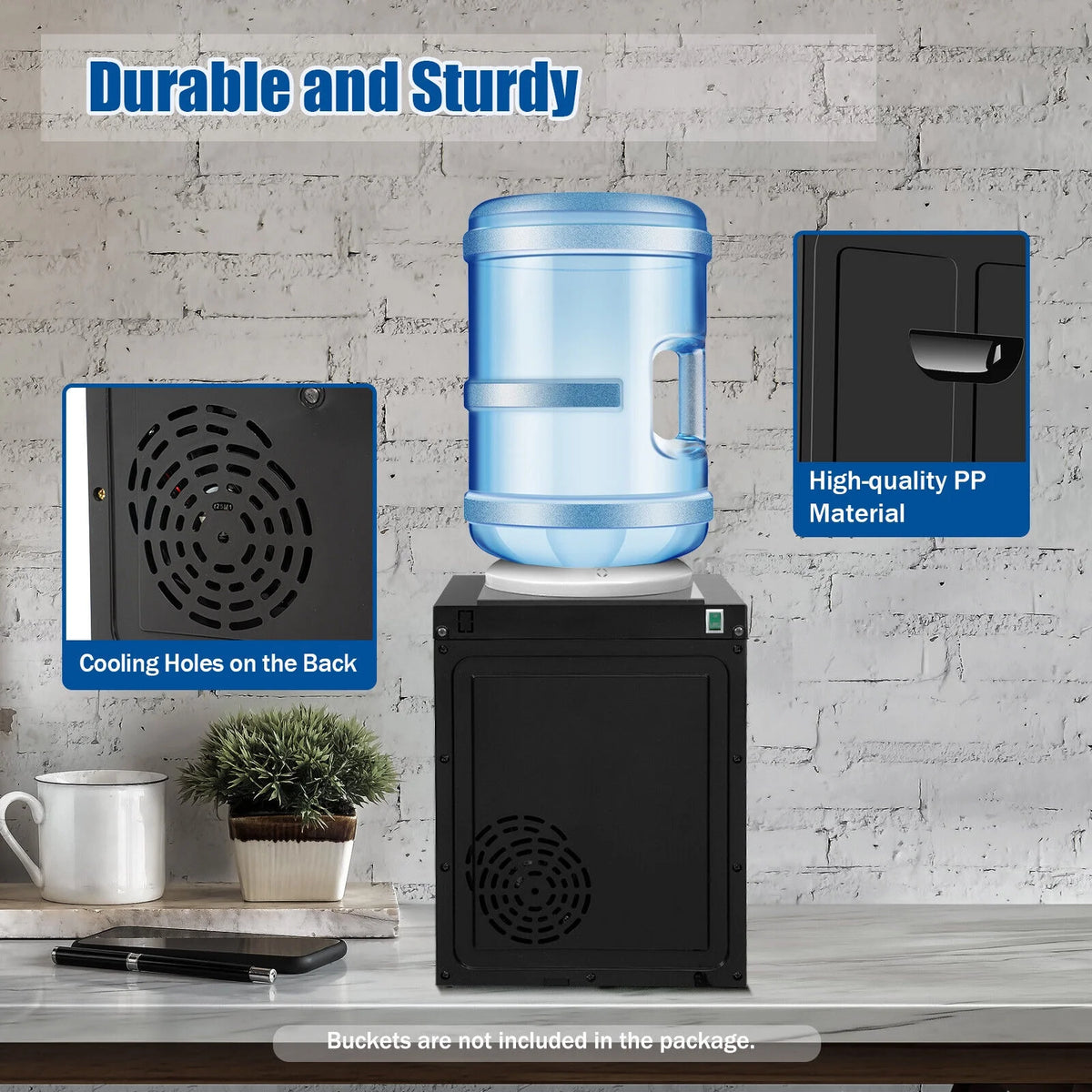 5 Gallon Top Loading Water Cooler Dispenser Hot+Cold Black Y553