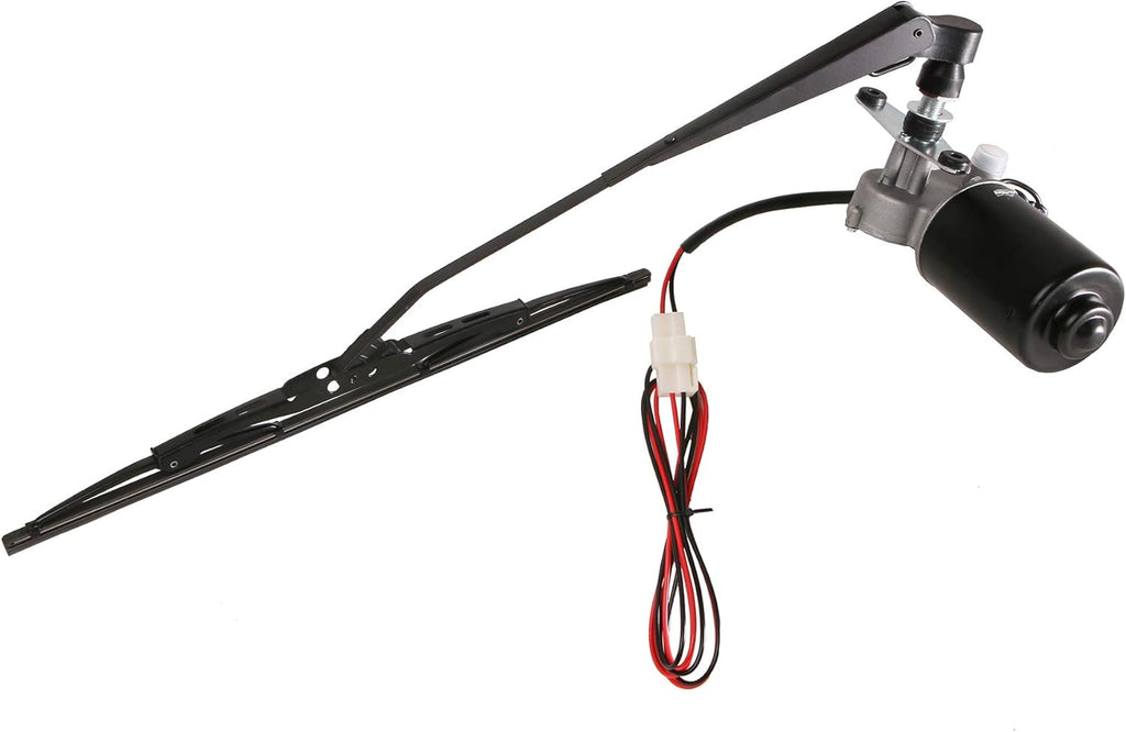 12V Universal Electric Windshield Wiper Motor Kit for UTV ATV Hard Coated Or Glass Windshields, 110° Sweep, 13.7" Arm, 17.7" Blade Pack of 2 C5890