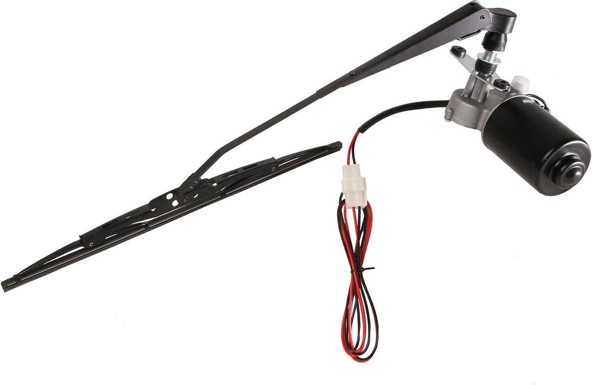 12V Universal Electric Windshield Wiper Motor Kit for UTV ATV Hard Coated Or Glass Windshields, 110° Sweep, 13.7" Arm, 17.7" Blade Pack of 2 C5890