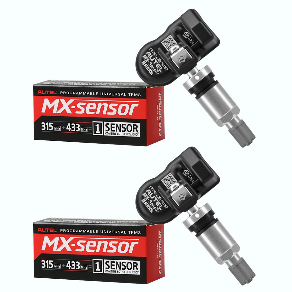 TPMS Sensor 315MHz+433MHz 2 in 1 Dual Frequency Tire Pressure Sensor Sets of 2 (Metal Valves) C4015