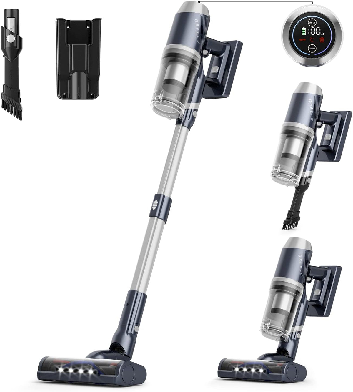 Cordless Stick Vacuum with LED Touch Screen, 60mins Runtime, 6 in 1 Lightweight Handheld P9088