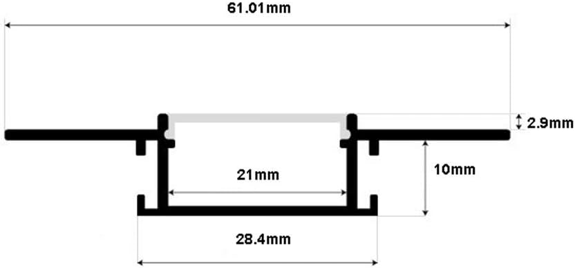 Plaster-in LED Aluminum Channel 6-Pack 3.3ft/1m with Flange for LED Strip, Drywall Aluminum Profile with Clip-in Diffuser and End Caps H78112