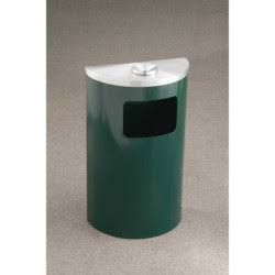 6 Gal Half Round Wall Receptacle Satin Black Satin Alum B114