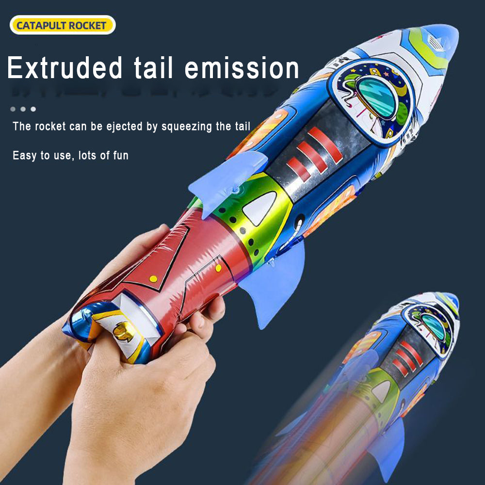 Children Ejection Rocket Outdoor Sport Shooting Game Inflatable Hand Throwing Rocket Launcher Boys Toys A7930