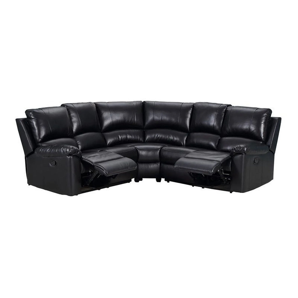 Black Faux Leather Sectional W8119