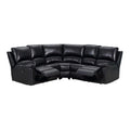 Black Faux Leather Sectional W8119