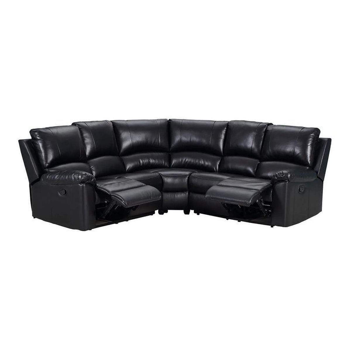 Black Faux Leather Sectional W8119