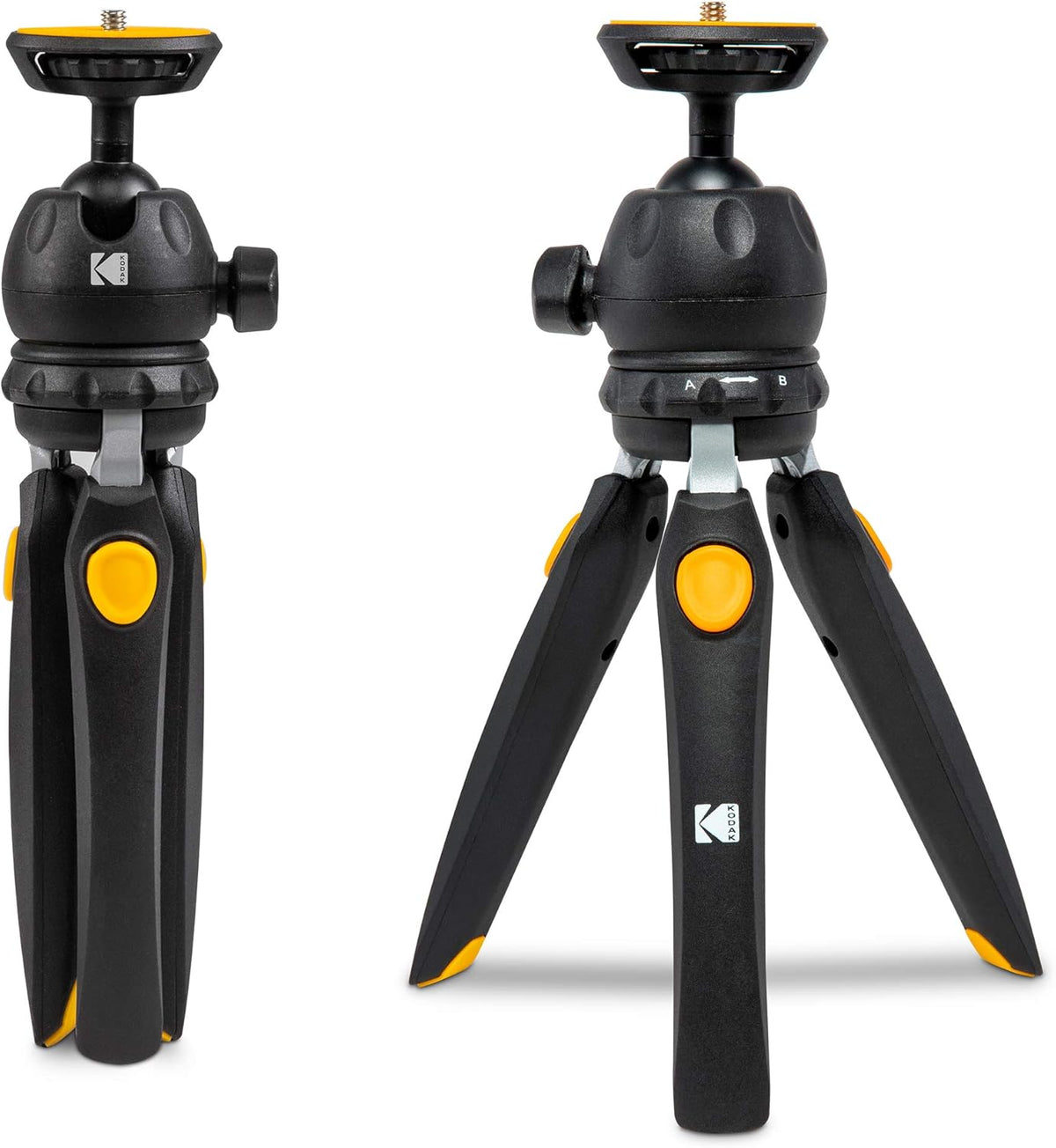 Mini Adjustable Tripod with Remote, 360° Ball Head, Compact Tabletop Tripod, Selfie Stick, 5-Position Legs, Rubber Feet, Smartphone & Action Camera Adapters, Pack of 2 W427