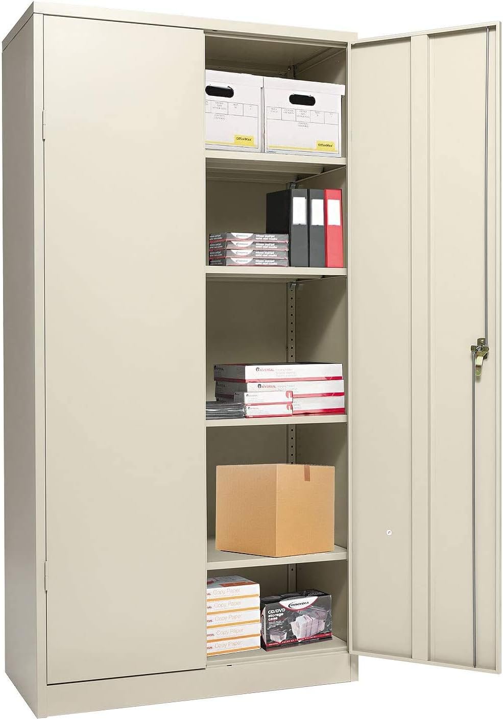Grey Metal Storage Cabinet with Locking Doors and 2 Adjustable Shelves F54966