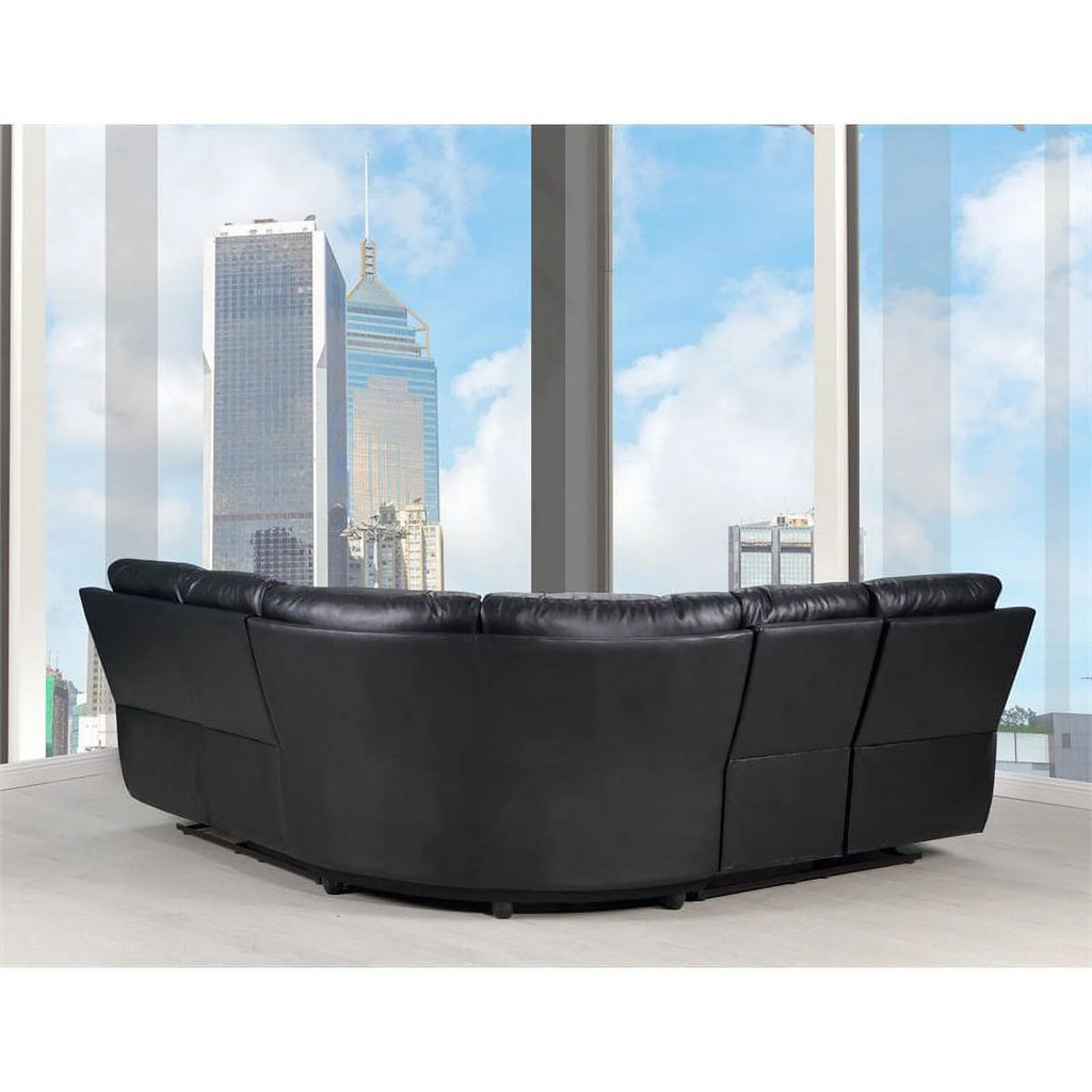 Black Faux Leather Sectional W8119