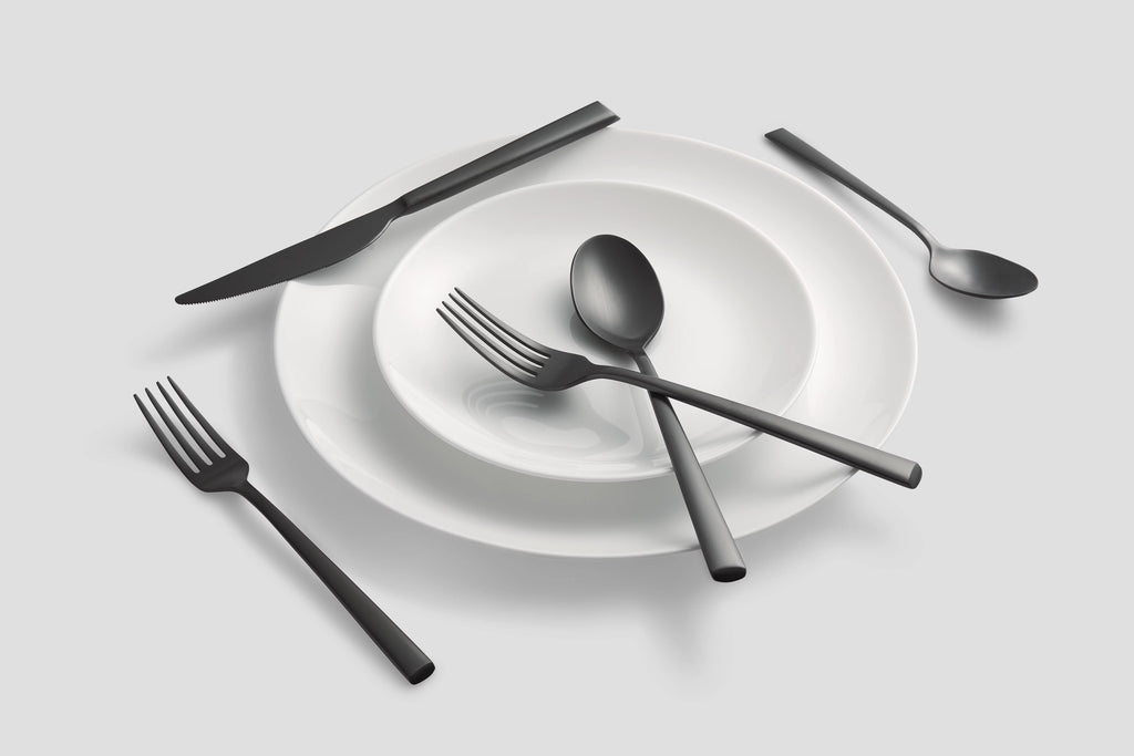 Black Satin 20-Piece Stainless Steel Flatware Set Z878