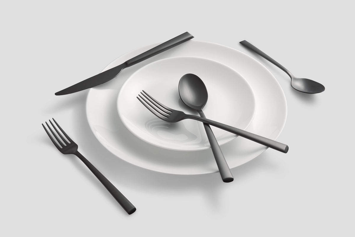 Black Satin 20-Piece Stainless Steel Flatware Set Z878