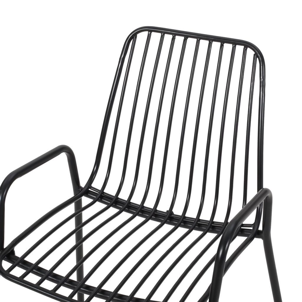 Black Metal Outdoor Club Chairs, Set of 2 U3259