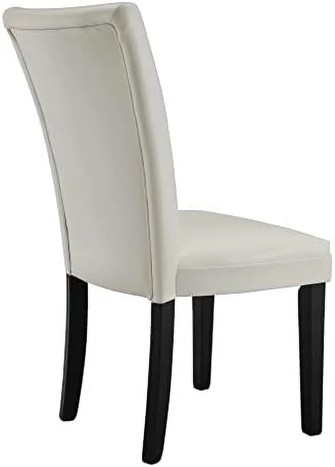 Ivory White Leather Surface Solid Wood Accent Chairs T209818