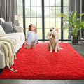 Red 6x9ft Fluffy Plush Area Rug R98019