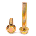 3/8-16 x 5/8 Coarse Thread Grade 5 Hex Flange Screw with Serration Medium Carbon Steel Yellow Zinc Plated F93080